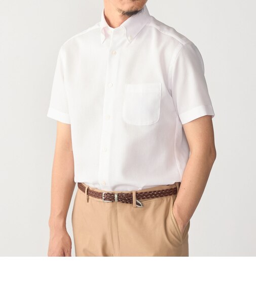 SHIPS:〈接触冷感〉ICE COTTON ワッフル ボタンダウン 半袖 シャツ