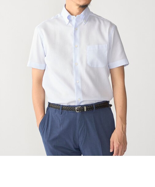 SHIPS:〈接触冷感〉ICE COTTON ワッフル ボタンダウン 半袖 シャツ