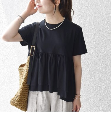 SHIPS any:〈洗濯機可能〉ジャージー ダブルヘム ペプラム TEE