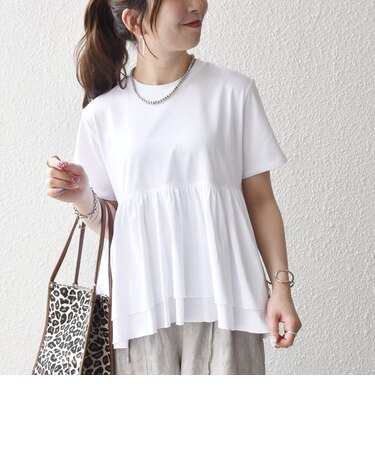 《予約》SHIPS any:〈洗濯機可能〉ジャージー ダブルヘム ペプラム TEE