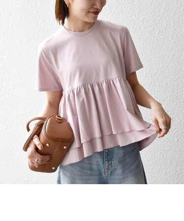 SHIPS any:〈洗濯機可能〉ジャージー ダブルヘム ペプラム TEE