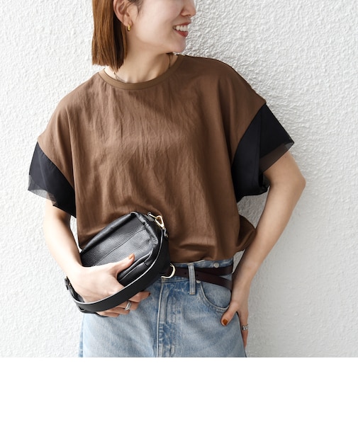《予約》SHIPS any:〈手洗い可能〉カノコ チュール コンビ ワイド TEE