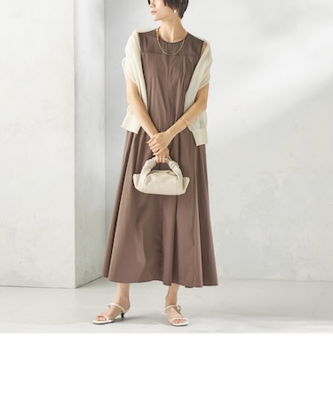 《予約》〈手洗い可能〉シアー 切替 フレア ワンピース