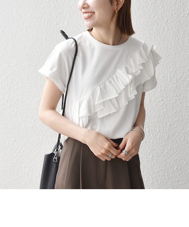 《予約》SHIPS any:〈洗濯機可能〉ジャージー フリル TEE