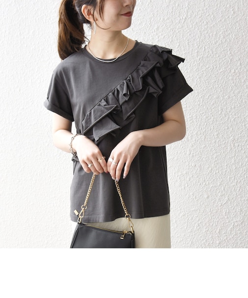 《予約》SHIPS any:〈洗濯機可能〉ジャージー フリル TEE
