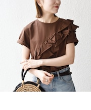 《予約》SHIPS any:〈洗濯機可能〉ジャージー フリル TEE
