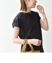 《予約》SHIPS any:〈洗濯機可能〉ジャージー フレンチスリーブ レース TEE