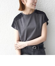 《一部追加予約》SHIPS any:〈洗濯機可能〉ジャージー フレンチスリーブ レース TEE