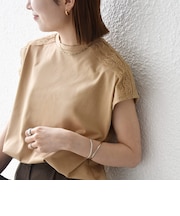 《予約》SHIPS any:〈洗濯機可能〉ジャージー フレンチスリーブ レース TEE