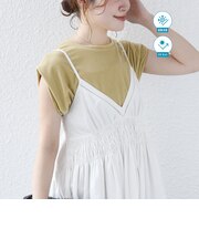 《予約》【実力派ベーシック】〈接触冷感/UVカット〉マイクロ パイル フレンチスリーブ プルオーバー