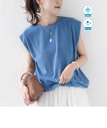 《予約》【実力派ベーシック】〈接触冷感/UVカット〉マイクロ パイル フレンチスリーブ プルオーバー