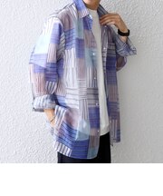 【SHIPS any別注】迷迭香: シアー メッシュ プリント シャツ