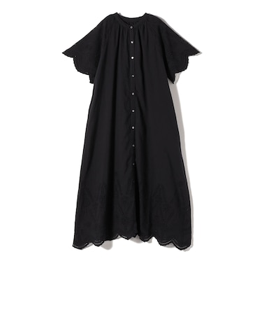 Fanaka:〈手洗い可能〉アイレット スカラップ ショート スリーブ ワンピース