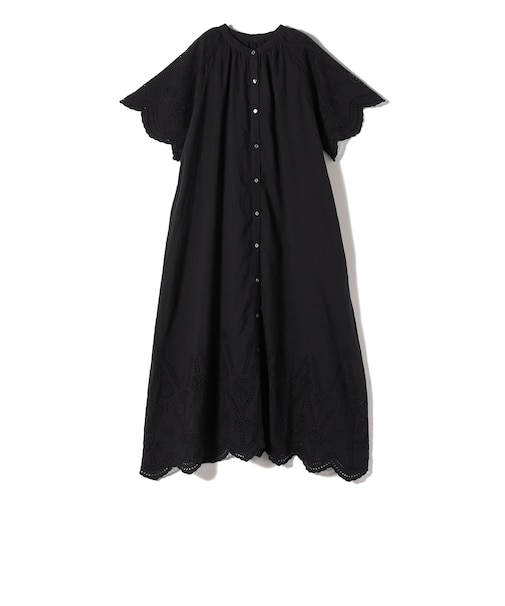 Fanaka:〈手洗い可能〉アイレット スカラップ ショート スリーブ ワンピース