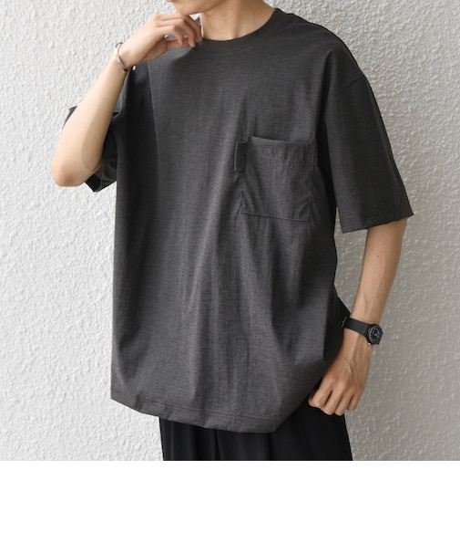SHIPS any:〈接触冷感/UVカット〉VEILICE リラックス ポケット Tシャツ(セットアップ対応)◆