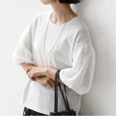 《予約》【WEB限定】〈接触冷感/UVカット/汗染み防止加工〉FUNCTION 袖 レース プルオーバー