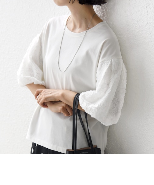 《予約》【WEB限定】〈接触冷感/UVカット/汗染み防止加工〉FUNCTION 袖 レース プルオーバー