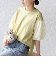 《予約》【WEB限定】〈接触冷感/UVカット/汗染み防止加工〉FUNCTION 袖 レース プルオーバー