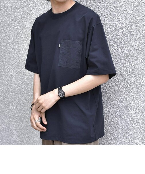【WEB限定】SHIPS any:〈撥水加工〉リラックス ナイロンポケット クルーネック Tシャツ◆