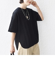 【WEB限定】〈手洗い可能〉ウェーブ クレープ ショート スリーブ カットソー