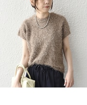 《予約》SHIPS Colors:〈手洗い可能〉フェザー クルーネック 2WAY ニット◆