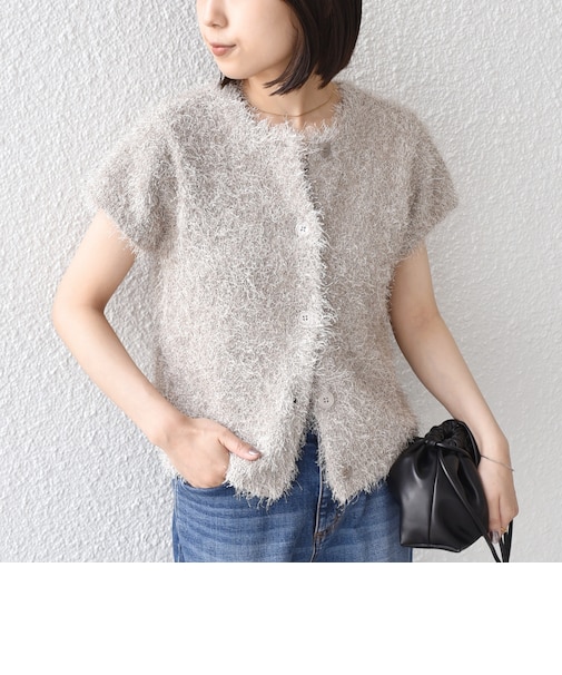 《予約》SHIPS Colors:〈手洗い可能〉フェザー クルーネック 2WAY ニット◆