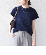 《予約》SHIPS Colors:〈手洗い可能〉フェザー クルーネック 2WAY ニット◆