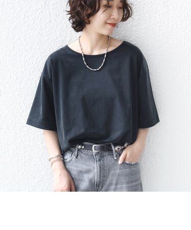 《予約》〈手洗い可能〉フィブリル サテン ジャージー 半袖 プルオーバー