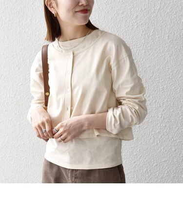 《予約》SHIPS any:〈洗濯機可能〉レイヤード ノースリ TEE × カーディガン セット