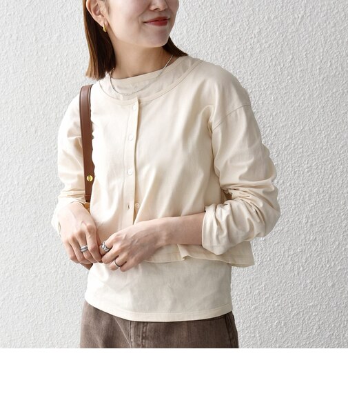 《予約》SHIPS any:〈洗濯機可能〉レイヤード ノースリ TEE × カーディガン セット