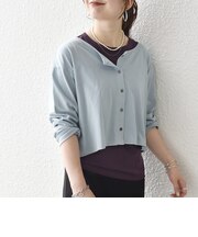 《予約》SHIPS any:〈洗濯機可能〉レイヤード ノースリー TEE × カーディガン セット
