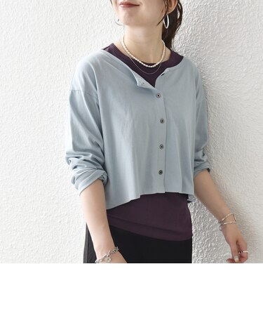 《予約》SHIPS any:〈洗濯機可能〉レイヤード ノースリ TEE × カーディガン セット