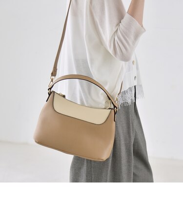 《予約》quaranciel: バイカラー コンビ スクエア 2way ショルダー バッグ