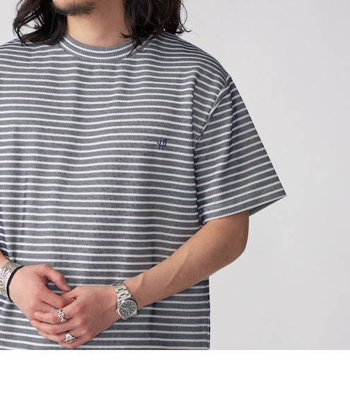 【WEB限定】SHIPS: ワンポイント ロゴ バーズアイ Tシャツ
