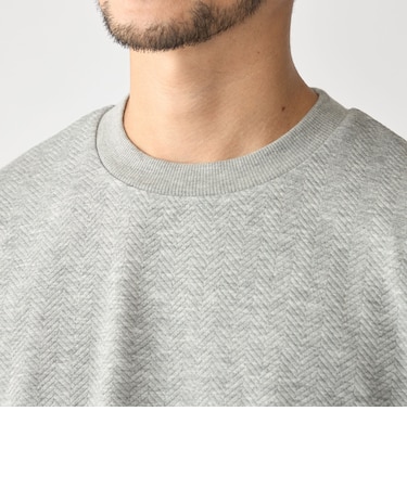 SHIPS: 膨れジャカード ヘリンボーン ショートスリーブ Tシャツ