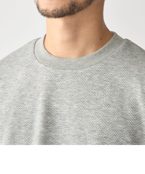 SHIPS: 膨れジャカード ヘリンボーン ショートスリーブ Tシャツ