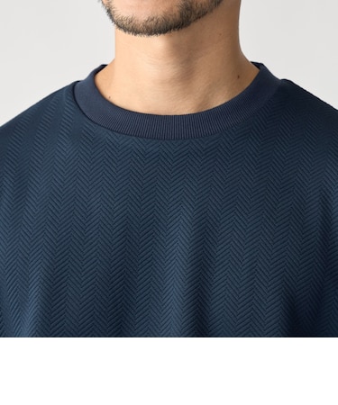SHIPS: 膨れジャカード ヘリンボーン ショートスリーブ Tシャツ