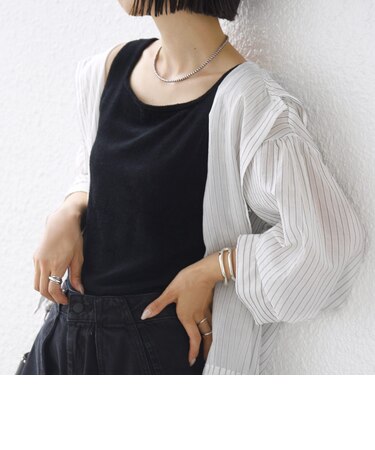 《予約》〈手洗い可能〉ミニシャギー 前後 2WAY スクエア ニット タンク