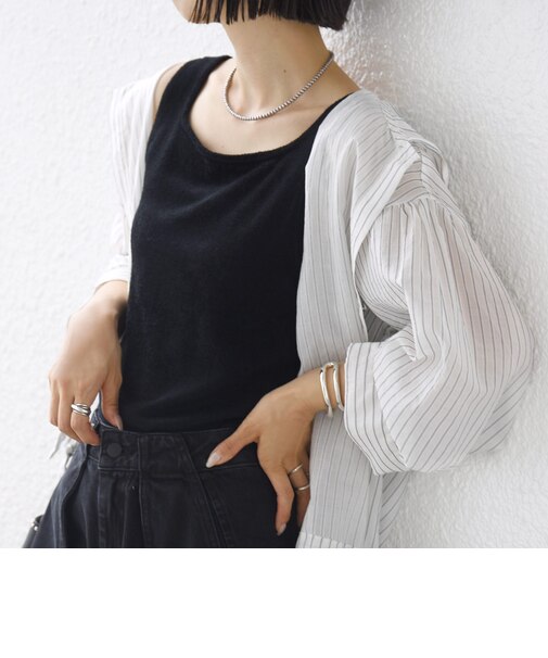 《予約》〈手洗い可能〉ミニシャギー 前後 2WAY スクエア ニット タンク