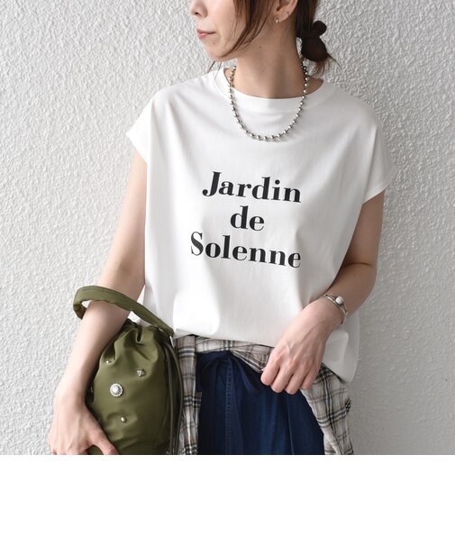 《予約》SHIPS Colors:〈接触冷感・UVカット〉フレンチスリーブ SOLENNE ロゴT◆