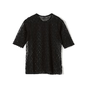 〈手洗い可能〉ストレッチ フラワー レース TEE