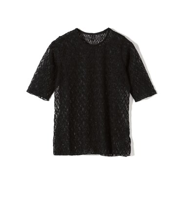 〈手洗い可能〉ストレッチ フラワー レース TEE