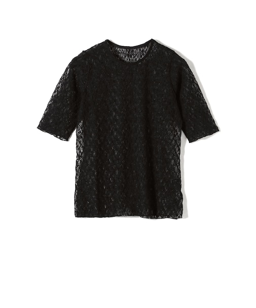 〈手洗い可能〉ストレッチ フラワー レース TEE