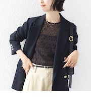 〈手洗い可能〉ストレッチ フラワー レース TEE