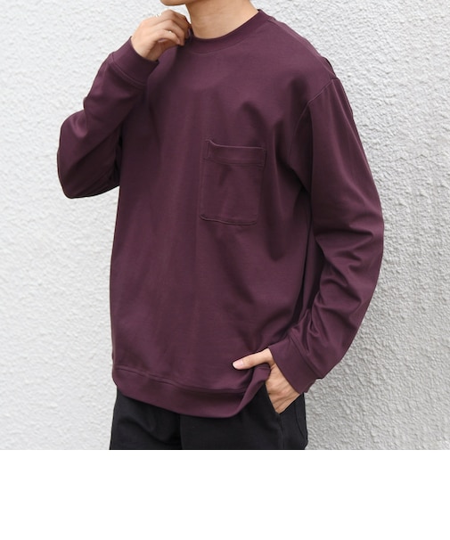 SHIPS any:〈接触冷感/UVカット〉ソフト スムース リラックス ポケット Tシャツ(ロンT)◆