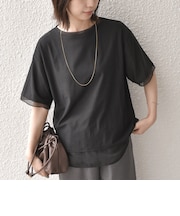 《予約》SHIPS Colors:〈接触冷感・手洗い可能〉クールタッチ シアーコンビ ハーフスリーブ トップス◆