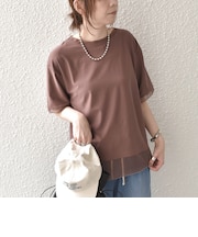 《予約》SHIPS Colors:〈接触冷感・手洗い可能〉クールタッチ シアーコンビ ハーフスリーブ トップス◆