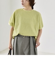 《予約》quaranciel:〈洗濯機可能〉カット ジャカード フレンチスリーブ プルオーバー