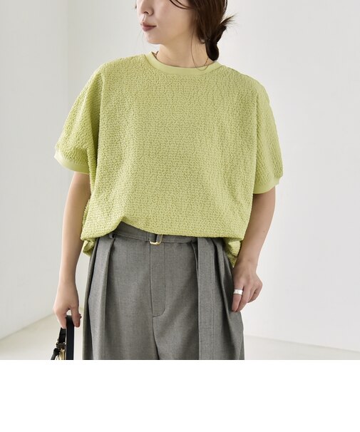 《予約》quaranciel:〈洗濯機可能〉カット ジャカード フレンチスリーブ プルオーバー