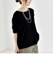 《予約》quaranciel:〈手洗い可能〉シアー コットン ボートネック ルーズ ロンTEE